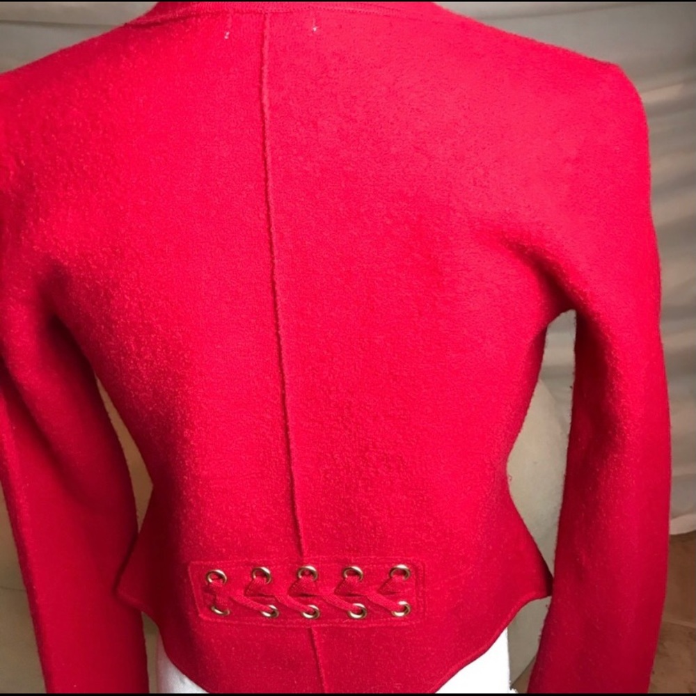 Cache - Red Light Wool Jacket With Grommets - image 4